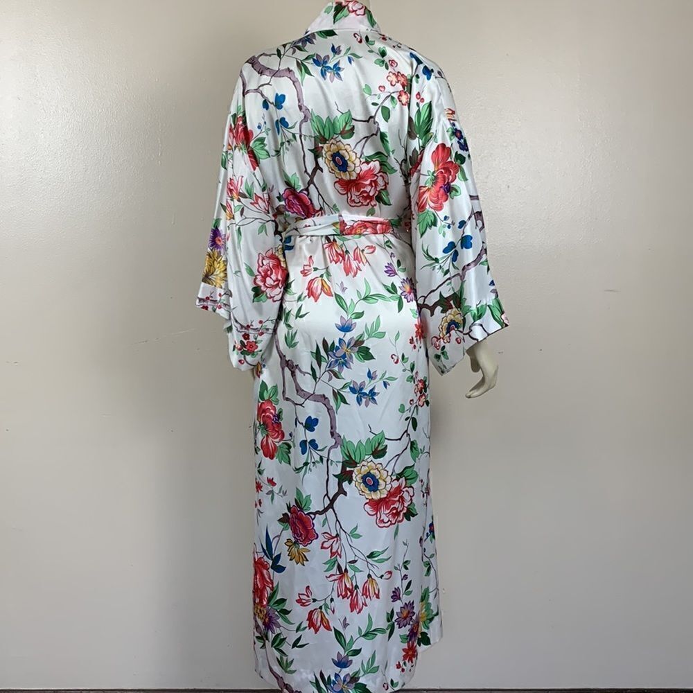 Women’s NATORI robe PETITE long floral silky beautiful - Picture 6 of 9